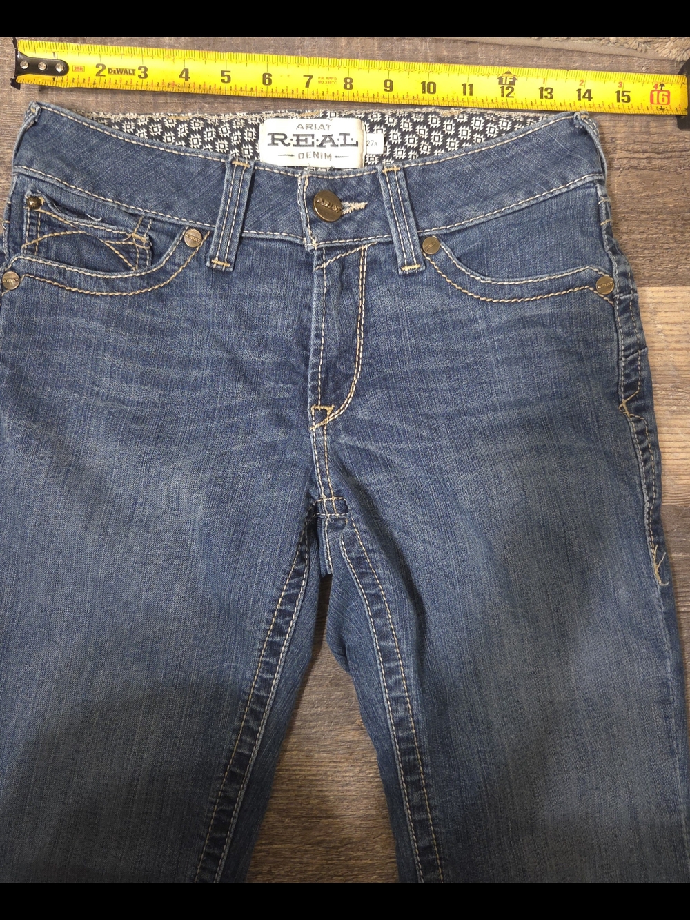 Ariat REAL Denim "Perfect Rise" women's jeans in a medium wash.
